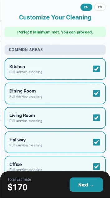 Go Happy Clean App - Booking